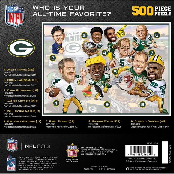 Green Bay Packers All-Time Greats Jigsaw Puzzle, 500-Pieces - Picture 3 of 4